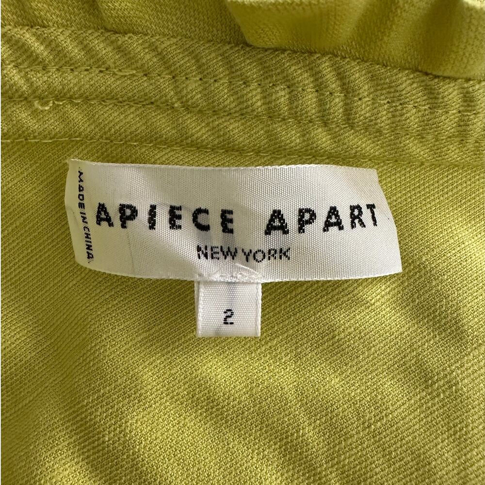 APIECE APART Mini Dress One Shoulder Ruffle Yellow Linen Blend - Picture 3 of 7